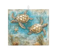 Tappetino scolapiatti con tartaruga marina vintage, assorbente, per bancone della cucina, tappetino da caffè, tappetino scolapiatti con anello per appenderlo, 40,6 x 45,7 cm