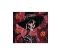 Tappetino scolapiatti con teschio di Halloween, per bancone della cucina, motivo strega rossa spettrale, assorbente, tappetino scolapiatti in microfibra gotico per decorazione bancone della cucina