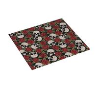 Tappetino scolapiatti con teschio di rosa rossa, tappetino assorbente per cucina, tappetino scolapiatti natalizio da 40,6 x 45,7 cm, con anello per appendere i piatti