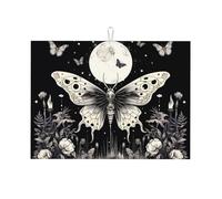 Tappetino scolapiatti con teschio e farfalla, in stile gotico, assorbente, per bancone della cucina, per Halloween, caffè, scolapiatti con anello per appenderlo, 45,7 x 61 cm