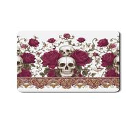 Tappetino scolapiatti con teschio e rosa, per bancone della cucina, tappetino in gomma assorbente vintage gotico per Halloween, tappetino per asciugare in pelle PU per bar, 30,5 x 50,8 cm