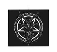 Tappetino scolapiatti con testa di capra satanica Demon Baphomet, 16"" x 18"" in, assorbente in microfibra per piano di lavoro della cucina, multiuso, per scolapiatti, nero, F4M8X9GY-{id}