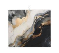 Tappetino scolapiatti con texture in marmo nero e grigio, assorbente per bancone della cucina, tappetino da caffè astratto, protezione scolapiatti con anello per appenderlo, 40,6 x 45,7 cm