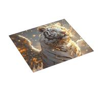 Tappetino scolapiatti con tigre bianca dorata, 40,6 x 45,7 cm, tappetino assorbente per cucina, tappetino scolapiatti natalizio con anello per appendere