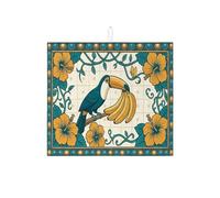 Tappetino scolapiatti con tucano tropicale per bancone della cucina, tappetino assorbente per scolapiatti floreale blu e giallo, tappetino in microfibra esotico estivo 40,6 x 45,7 cm