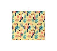 Tappetino scolapiatti con tucano tropicale per bancone della cucina, tappetino scolapiatti assorbente, motivo floreale giallo, tappetino scolapiatti estivo in microfibra, 40,6 x 45,7 cm