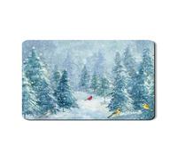 Tappetino scolapiatti con uccelli invernali per bancone della cucina, in gomma assorbente, motivo foresta innevata blu, tappetino scolapiatti in pelle PU, 30,5 x 50,8 cm