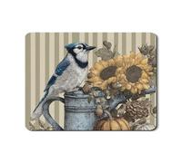 Tappetino scolapiatti con uccellini e girasoli per bancone della cucina, tappetino in gomma assorbente vintage Blue Jay, tappetino per asciugare in pelle PU natura stagionale 45,7 x 61 cm