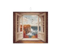 Tappetino scolapiatti con vista autunnale, tappetino assorbente scenico costiero, tappetino scolapiatti rustico in microfibra per proteggere il bancone della cucina, 40,6 x 45,7 cm