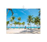Tappetino scolapiatti con vista sulla spiaggia, tappetino scolapiatti in silicone per fotografia di spiaggia, decorazione da cucina, piccolo, 16 x 18 pollici