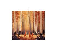 Tappetino scolapiatti con volpe autunnale per bancone della cucina, tappetino assorbente per scolapiatti con volpe arancione rustico, in microfibra, per bancone della cucina, 40,6 x 45,7 cm