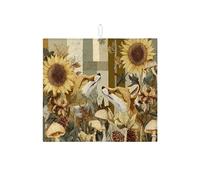Tappetino scolapiatti con volpe e girasole per bancone della cucina, tappetino scolapiatti assorbente naturale rustico in microfibra, tappetino per asciugatura autunnale per bancone della cucina