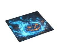 Tappetino scolapiatti con zucca di Halloween e fantasma con fiamma blu, tappetino assorbente per bancone della cucina, tappetino scolapiatti natalizio da 40,6 x 45,7 cm, con anello per appendere i
