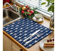 Tappetino scolapiatti da cucina a forma di stella marina oceanica, 1 pezzo, retro conchiglia, stella marina, blu e bianco, assorbente, tappetino scolapiatti per lavello da cucina, 40,6 x 45,7 cm