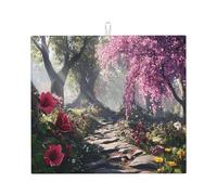 Tappetino scolapiatti da cucina chic - motivi unici personalizzati, materiale in poliestere, assorbente e antiscivolo, perfetto per controsoffitti e lavandini La strada dei fiori in fiore