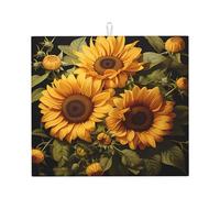 Tappetino scolapiatti da cucina chic - motivi unici personalizzati, materiale in poliestere, assorbente e antiscivolo, perfetto per piani di lavoro e lavelli con trio di girasoli