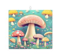 Tappetino scolapiatti da cucina chic - motivi unici personalizzati, materiale in poliestere, assorbente e antiscivolo, perfetto per piani di lavoro e lavandini Magica foresta di funghi