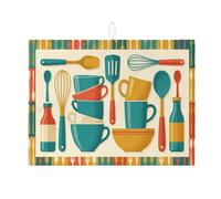 Tappetino scolapiatti da cucina colorato per bancone, tappetino assorbente per scolapiatti retrò, tappetino in microfibra divertente per l'estate per bancone della cucina, protezione da bar, 45,7 x 61
