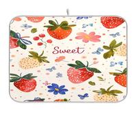 Tappetino scolapiatti da cucina con fiori di fragola rossa cartone animato tappetino sotto scolapiatti tappetino per asciugare piatti grande tappetino stendibiancheria 18 x 24