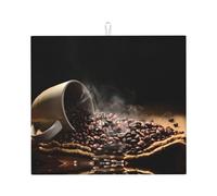 Tappetino scolapiatti da cucina con motivo a chicchi di caffè, asciuga rapidamente i piatti, 41 x 46 cm, elegante tappetino decorativo da cucina