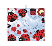 Tappetino scolapiatti da cucina con motivo coccinella e nuvola, asciuga rapidamente i piatti, 41 x 46 cm, elegante tappetino decorativo da cucina