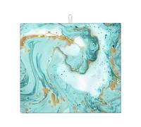Tappetino scolapiatti da cucina con motivo marmo verde acqua e oro, asciuga rapidamente i piatti, 41 x 46 cm, elegante tappetino decorativo da cucina