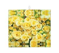 Tappetino scolapiatti da cucina con motivo rosa gialla, asciuga rapidamente i piatti, 41 x 46 cm, elegante tappetino decorativo da cucina