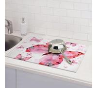 Tappetino scolapiatti da cucina con stampa a farfalla rosa, tappetino assorbente per scolapiatti grande tappetino per scolapiatti per piani di lavoro