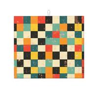Tappetino scolapiatti da cucina con stampa a scacchiera, decorativo, resistente e lavabile, super assorbente, antiscivolo, 40,6 x 45,7 cm
