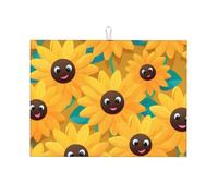 Tappetino scolapiatti da cucina con stampa avatar di girasole, 45,7 x 61 cm, adatto per posizionare piccoli elettrodomestici in cucina