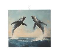 Tappetino scolapiatti da cucina con stampa balena, decorativo, resistente e lavabile, super assorbente, antiscivolo, 40,6 x 45,7 cm