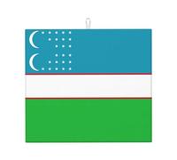 Tappetino scolapiatti da cucina con stampa bandiera della Repubblica dell'Uzbekistan, tappetino assorbente antiscivolo, tappetino pieghevole per bancone della cucina, casa, ufficio