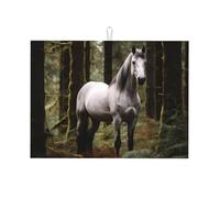 Tappetino scolapiatti da cucina con stampa cavallo bianco nella giungla, 45,7 x 61 cm, adatto per posizionare piccoli elettrodomestici in cucina
