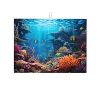 Tappetino scolapiatti da cucina con stampa di flora e fauna sottomarina, 45,7 x 61 cm, adatto per posizionare piccoli elettrodomestici in cucina