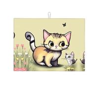 Tappetino scolapiatti da cucina con stampa gatto e farfalla, 45,7 x 61 cm, adatto per posizionare piccoli elettrodomestici in cucina