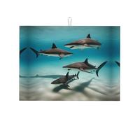 Tappetino scolapiatti da cucina con stampa pesce nel mare profondo, 45,7 x 61 cm, adatto per posizionare piccoli elettrodomestici in cucina
