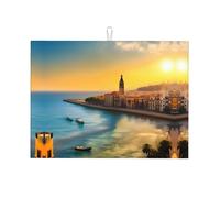 Tappetino scolapiatti da cucina con stampa tramonto a Barcellona, 45,7 x 61 cm, adatto per posizionare piccoli elettrodomestici in cucina