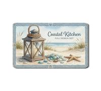 Tappetino scolapiatti da cucina costiero, tappetino scolapiatti in gomma assorbente, motivo lanterna da spiaggia, tappetino scolapiatti estivo in pelle sintetica per proteggere il bancone della cucina