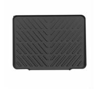 Tappetino scolapiatti da cucina in silicone con creste rialzate e base antiscivolo, con bordo di scarico per dirigere l'acqua lontano dalle superfici (nero)