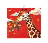 Tappetino scolapiatti da cucina, motivo: giraffa, 40,6 x 45,7 cm, colore: | Tappetino assorbente per asciugare i piatti, tappetino da cucina con anello per appenderlo, per piatti, tazze, caffè bar