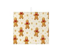 Tappetino scolapiatti da cucina, motivo: omini di pan di zenzero, per biscotti marroni festivi, assorbente, tappetino scolapiatti in microfibra per bancone della cucina, 40,6 x 45,7 cm