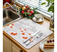 Tappetino scolapiatti da cucina natalizio, 1 pezzo, grigio inverno con città innevata e acquerello, semplice assorbente, tappetino scolapiatti per lavello da cucina, 45,7 x 61 cm