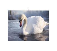 Tappetino scolapiatti da cucina stampato con cigno bianco che gioca nell'acqua, 45,7 x 61 cm, adatto per posizionare piccoli elettrodomestici in cucina