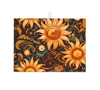 Tappetino scolapiatti da cucina stampato con linee di girasole, 45,7 x 61 cm, adatto per posizionare piccoli elettrodomestici in cucina