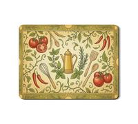 Tappetino scolapiatti da cucina vintage con design di erbe e verdure, in gomma assorbente gialla, tappetino scolapiatti in stile rustico rustico per bancone della cucina, 45,7 x 61 cm