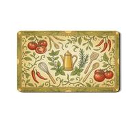 Tappetino scolapiatti da cucina vintage con design di erbe e verdure, in gomma assorbente gialla, tappetino scolapiatti in stile rustico rustico per bancone della cucina, 30,5 x 50,8 cm