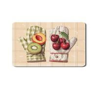 Tappetino scolapiatti da cucina vintage con motivo a frutta, motivo scozzese verde rustico, in gomma, assorbente, per la primavera e l'estate, 30,5 x 50,8 cm