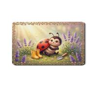 Tappetino scolapiatti da giardino a forma di coccinella, per bancone della cucina, in gomma assorbente con motivo floreale vintage, tappetino scolapiatti in pelle sintetica in poliuretano per