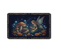 Tappetino scolapiatti da giardino fatato per bancone della cucina, in gomma assorbente blu scuro, motivo floreale, tappetino scolapiatti in pelle sintetica mistica autunnale, 30,5 x 50,8 cm