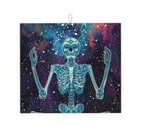 Tappetino scolapiatti da meditazione con scheletro spaziale, in microfibra, per bancone della cucina, tappetino super assorbente, tappetino per scolapiatti lavabile in lavatrice, 40,6 x 45,7 cm